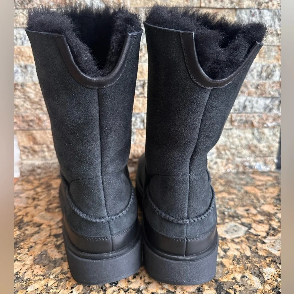 NEW FITFLOP women's gen-ff mini double-faced shearling boots in all black